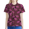 Purple Japanese Amaryllis Pattern Print Women's Polo Shirt