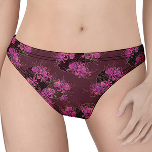 Purple Japanese Amaryllis Pattern Print Women's Thong