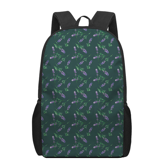 Purple Lavender Pattern Print 17 Inch Backpack