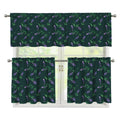 Purple Lavender Pattern Print 3 Piece Kitchen Curtains