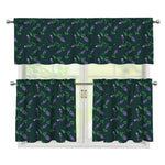 Purple Lavender Pattern Print 3 Piece Kitchen Curtains