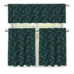 Purple Lavender Pattern Print 3 Piece Kitchen Curtains