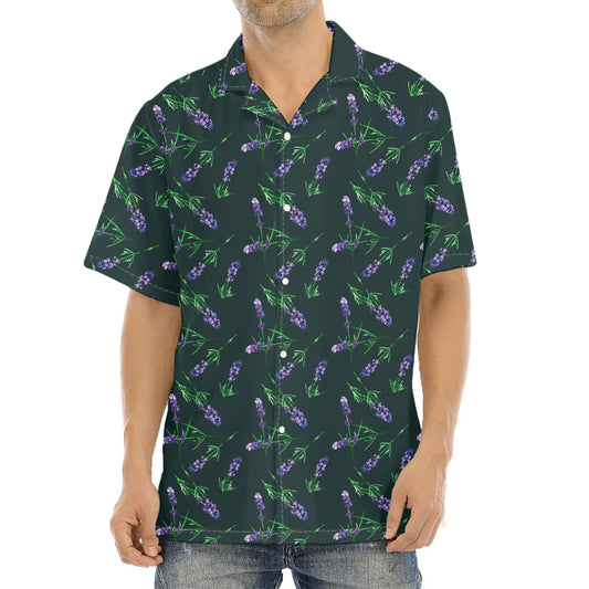 Purple Lavender Pattern Print Aloha Shirt