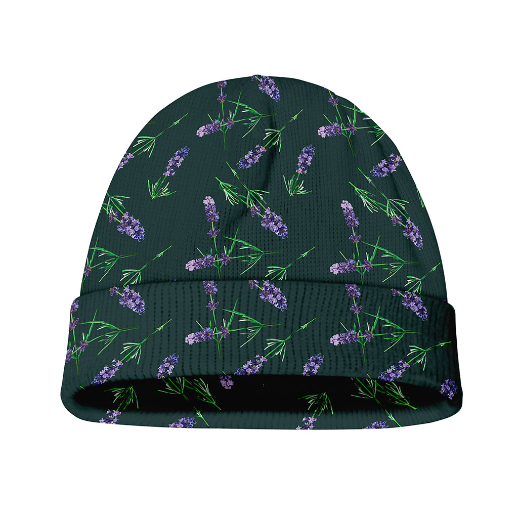 Purple Lavender Pattern Print Beanie