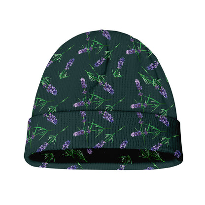 Purple Lavender Pattern Print Beanie