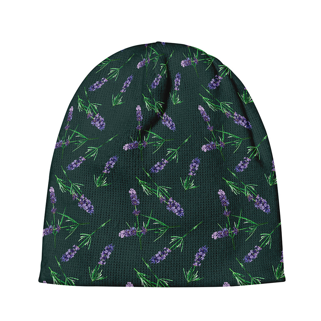 Purple Lavender Pattern Print Beanie