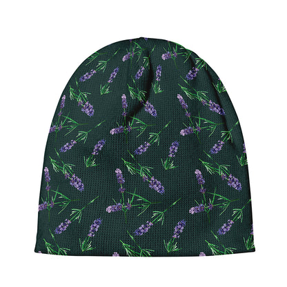 Purple Lavender Pattern Print Beanie