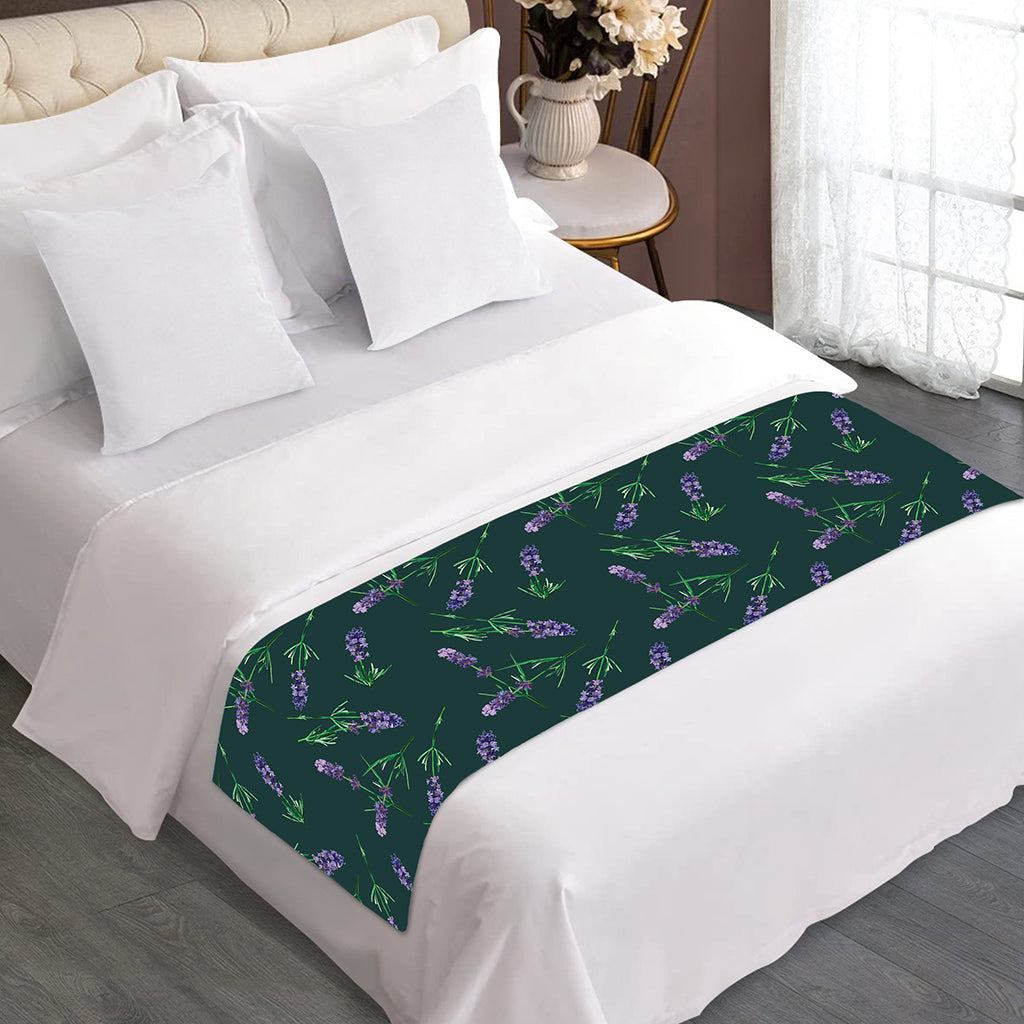 Purple Lavender Pattern Print Bed Runner
