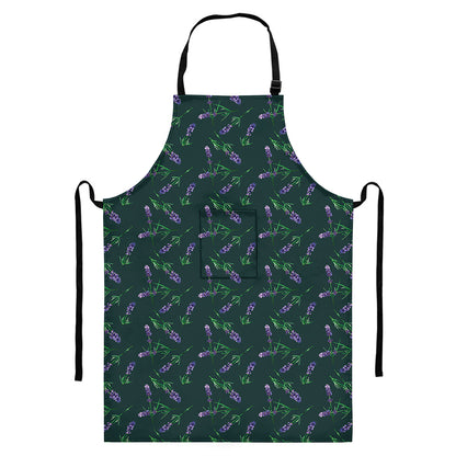 Purple Lavender Pattern Print Bib Apron With Pocket