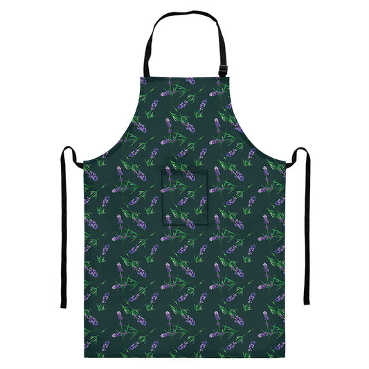 Purple Lavender Pattern Print Bib Apron With Pocket