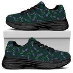 Purple Lavender Pattern Print Black Chunky Shoes