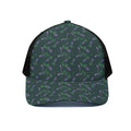 Purple Lavender Pattern Print Black Mesh Trucker Hat