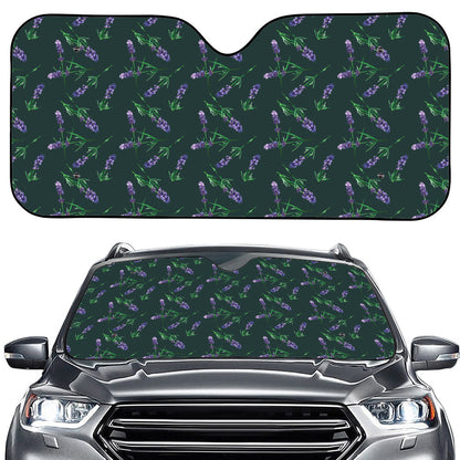 Purple Lavender Pattern Print Car Windshield Sun Shade