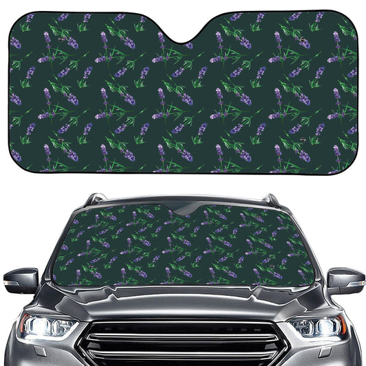 Purple Lavender Pattern Print Car Windshield Sun Shade
