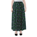 Purple Lavender Pattern Print Chiffon Maxi Skirt