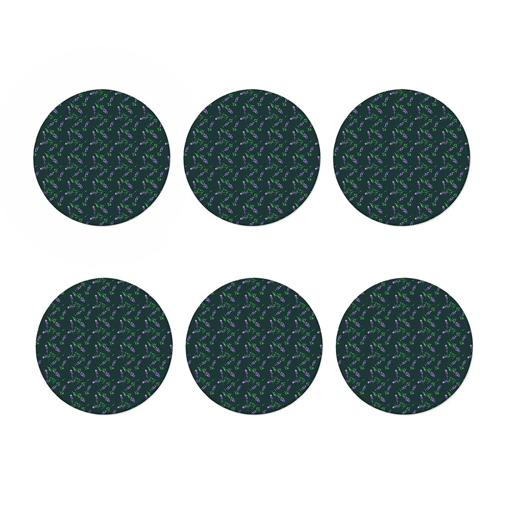 Purple Lavender Pattern Print Coaster Set
