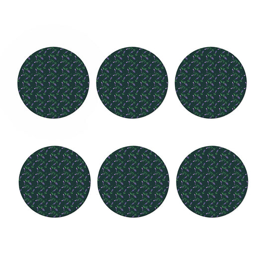 Purple Lavender Pattern Print Coaster Set