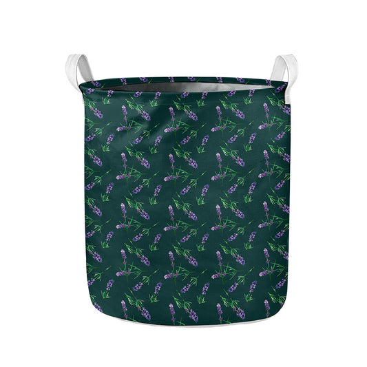 Purple Lavender Pattern Print Collapsible Laundry Basket