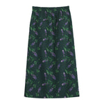 Purple Lavender Pattern Print Cotton Front Slit Maxi Skirt