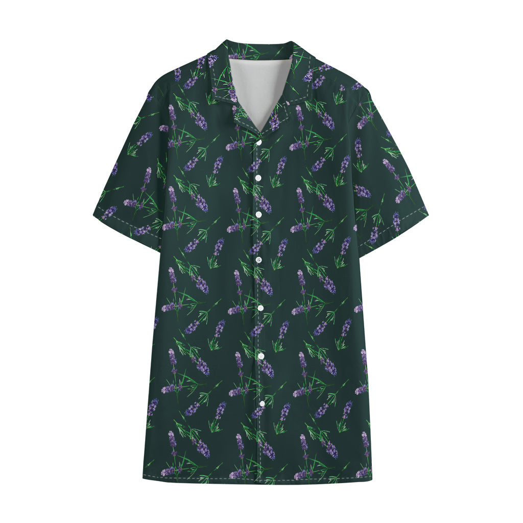 Purple Lavender Pattern Print Cotton Hawaiian Shirt