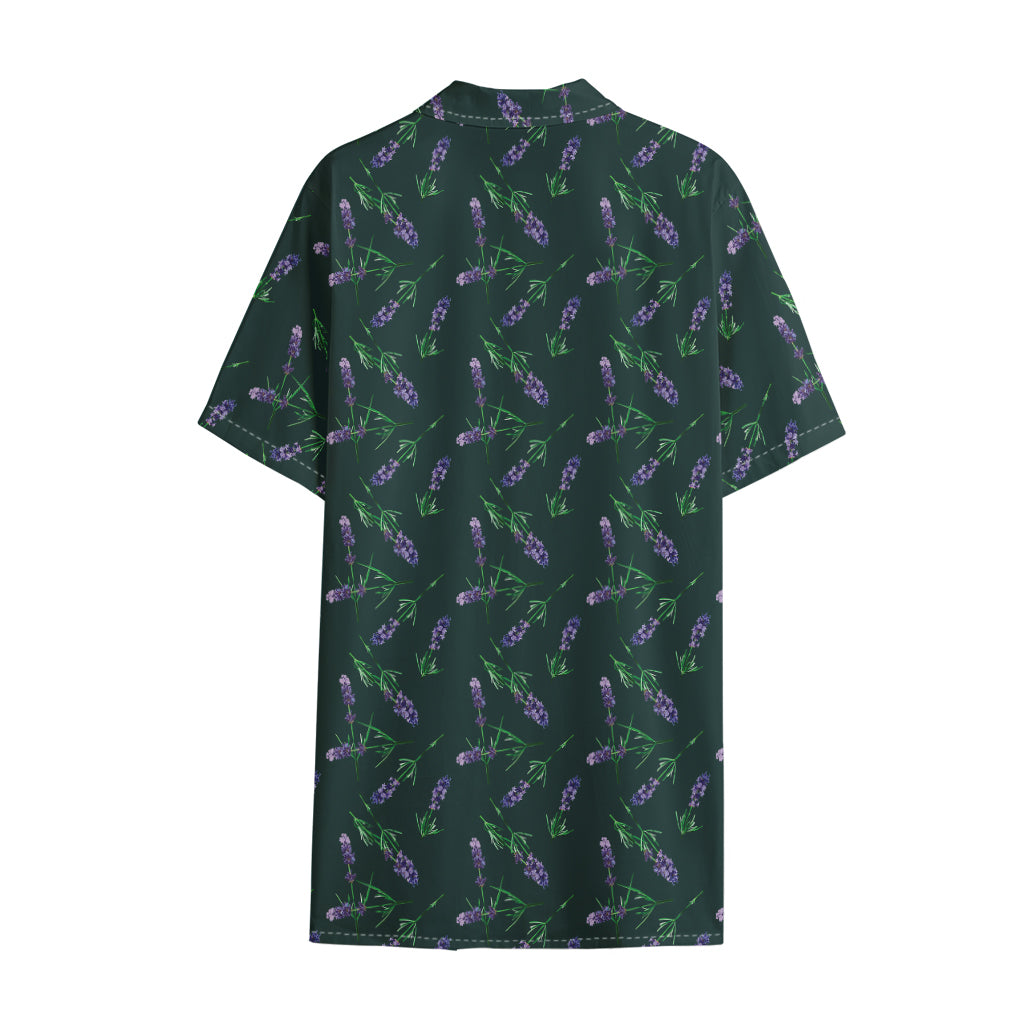 Purple Lavender Pattern Print Cotton Hawaiian Shirt