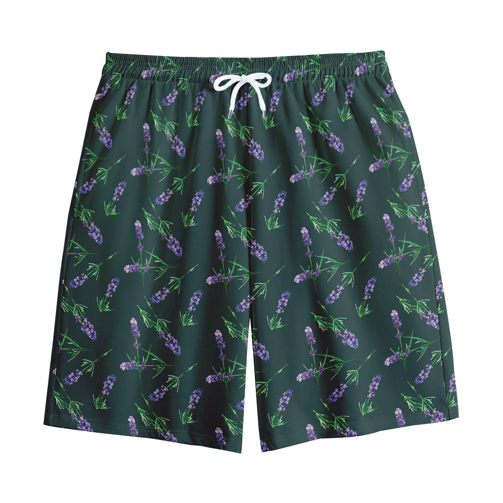 Purple Lavender Pattern Print Cotton Shorts