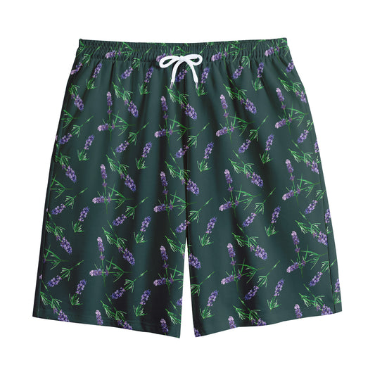 Purple Lavender Pattern Print Cotton Shorts