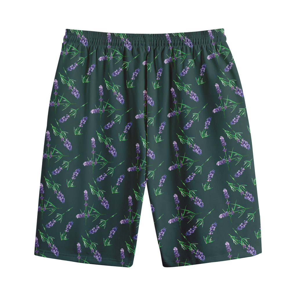 Purple Lavender Pattern Print Cotton Shorts