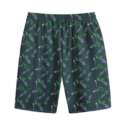 Purple Lavender Pattern Print Cotton Shorts