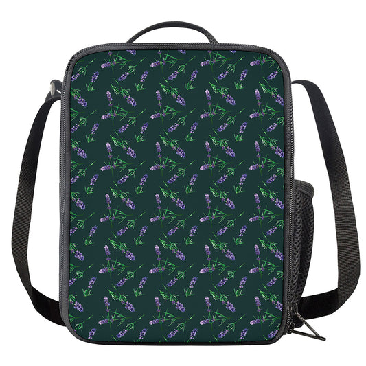 Purple Lavender Pattern Print Crossbody Lunch Bag
