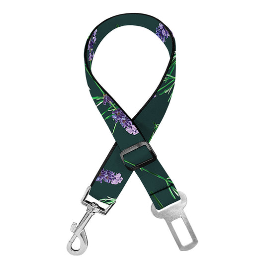 Purple Lavender Pattern Print Dog Seat Belt