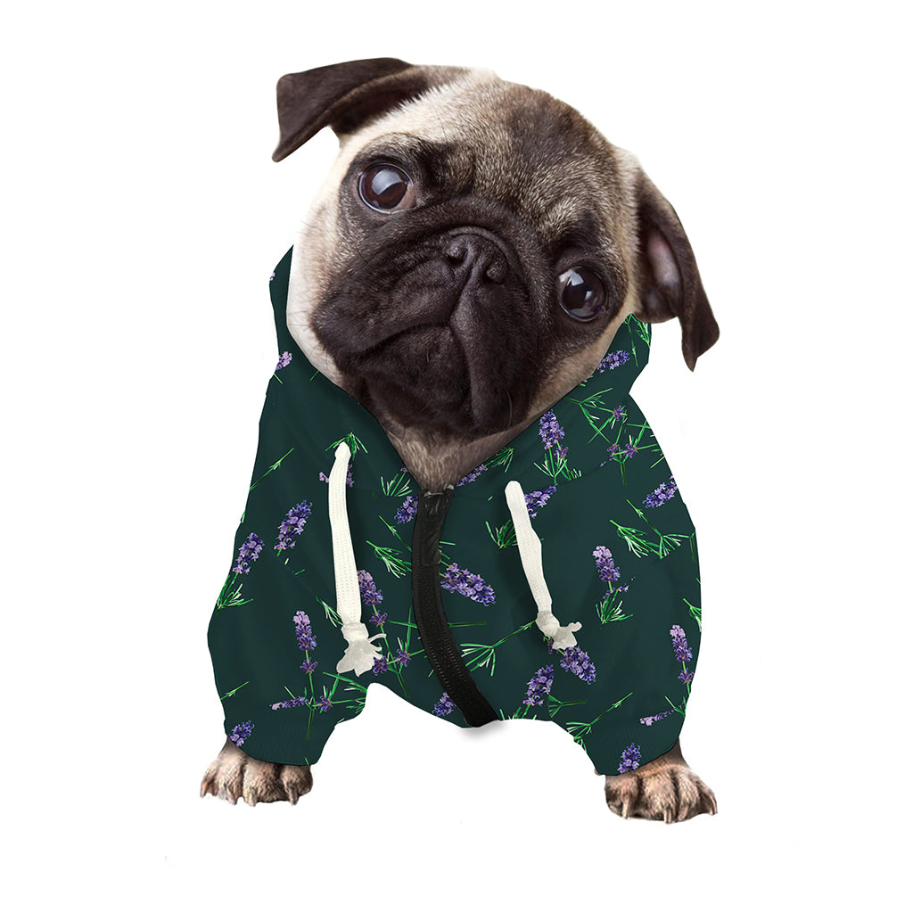 Purple Lavender Pattern Print Dog Zip Up Hoodie