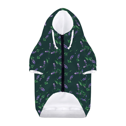 Purple Lavender Pattern Print Dog Zip Up Hoodie