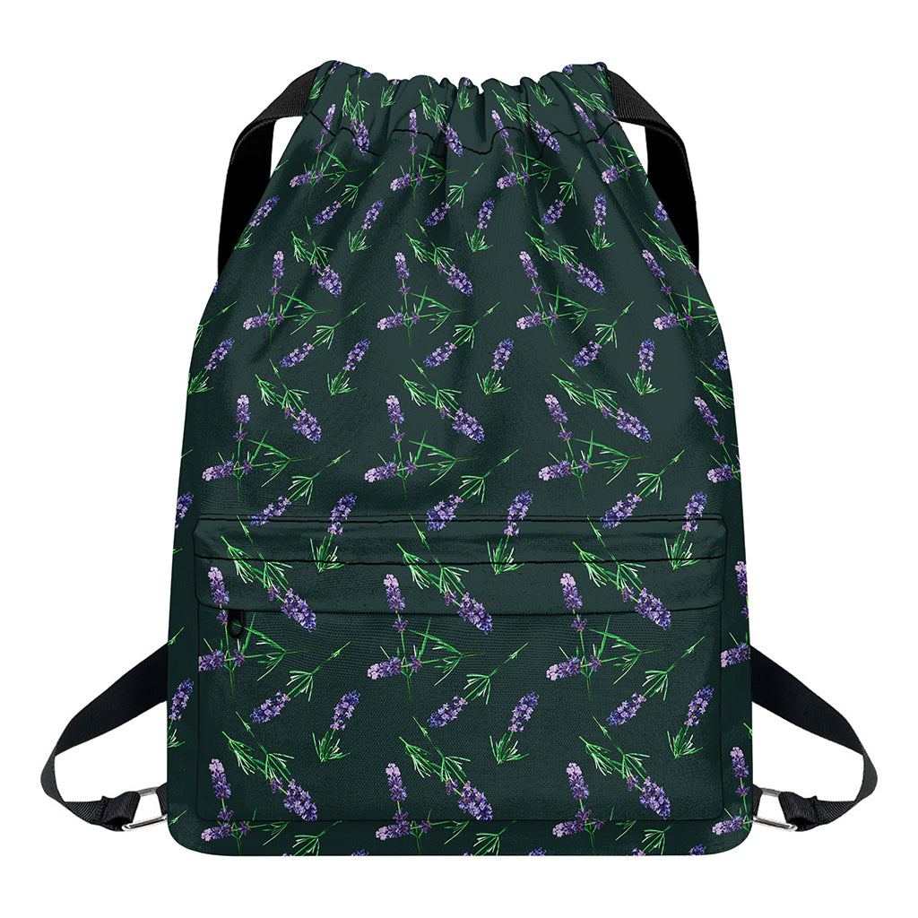 Purple Lavender Pattern Print Drawstring Backpack