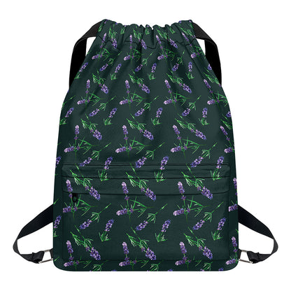 Purple Lavender Pattern Print Drawstring Backpack