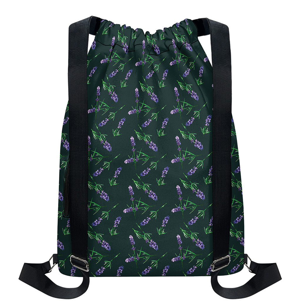 Purple Lavender Pattern Print Drawstring Backpack