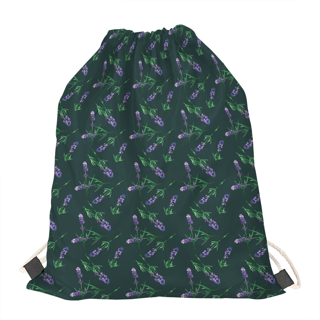 Purple Lavender Pattern Print Drawstring Bag