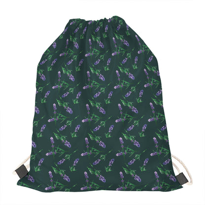 Purple Lavender Pattern Print Drawstring Bag
