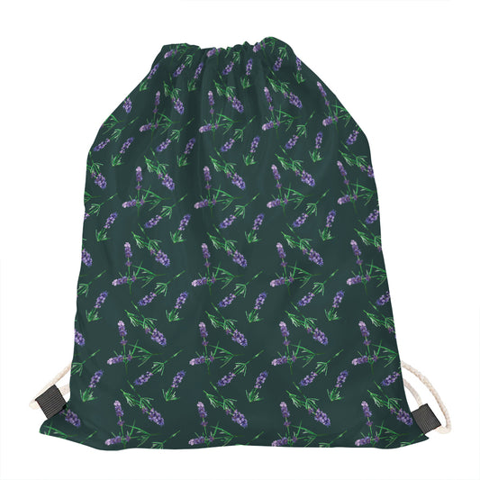 Purple Lavender Pattern Print Drawstring Bag