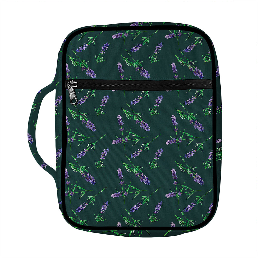 Purple Lavender Pattern Print Front Pocket Bible Bag