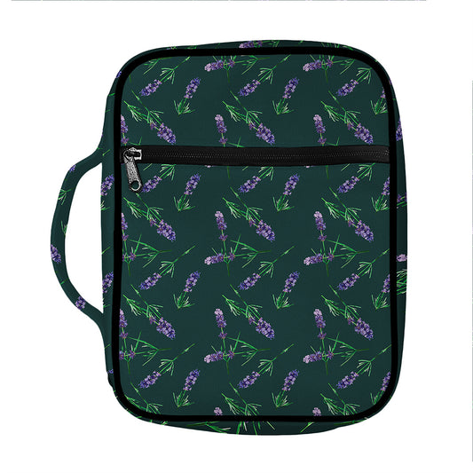 Purple Lavender Pattern Print Front Pocket Bible Bag