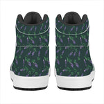 Purple Lavender Pattern Print High Top Leather Sneakers