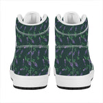 Purple Lavender Pattern Print High Top Leather Sneakers