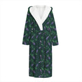 Purple Lavender Pattern Print Hooded Bathrobe