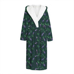 Purple Lavender Pattern Print Hooded Bathrobe