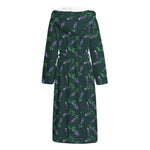 Purple Lavender Pattern Print Hooded Bathrobe