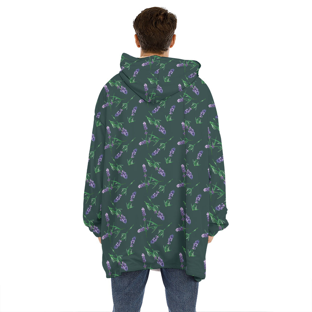 Purple Lavender Pattern Print Hoodie Blanket