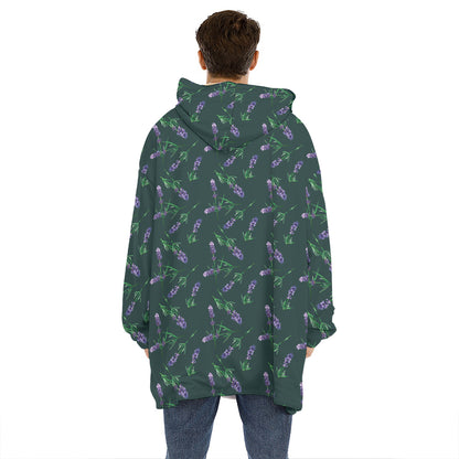 Purple Lavender Pattern Print Hoodie Blanket