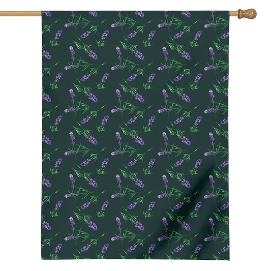 Purple Lavender Pattern Print House Flag