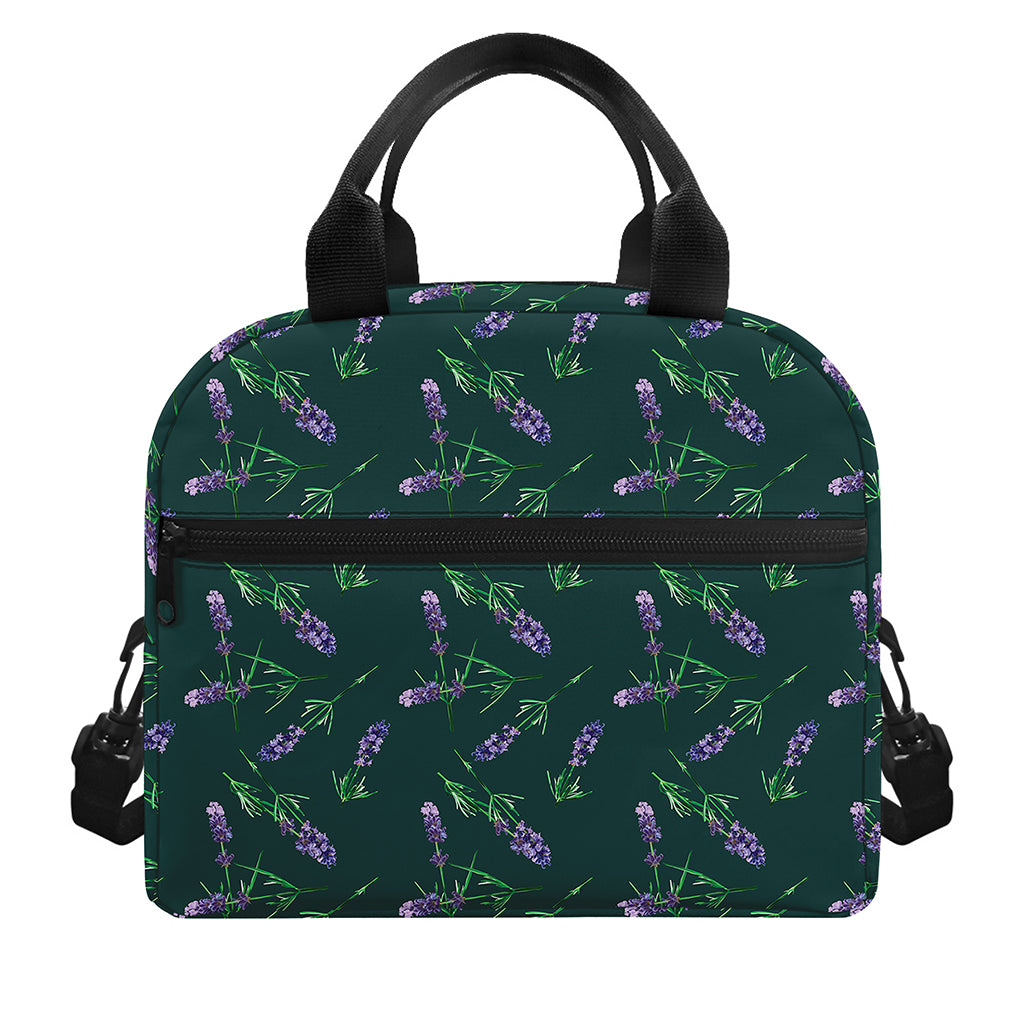 Purple Lavender Pattern Print Insulated Lunch Bag